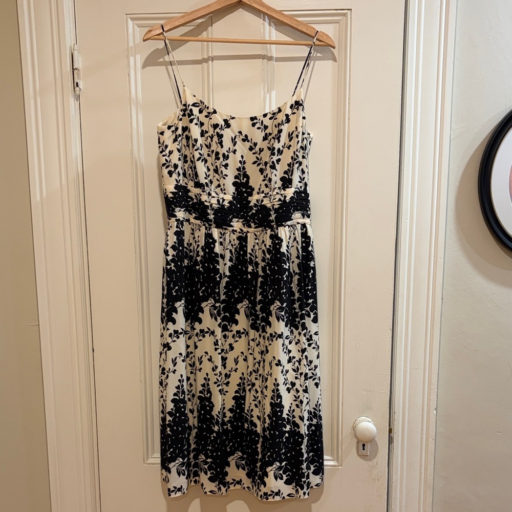 Ann Taylor Black and Cream Midi Dress